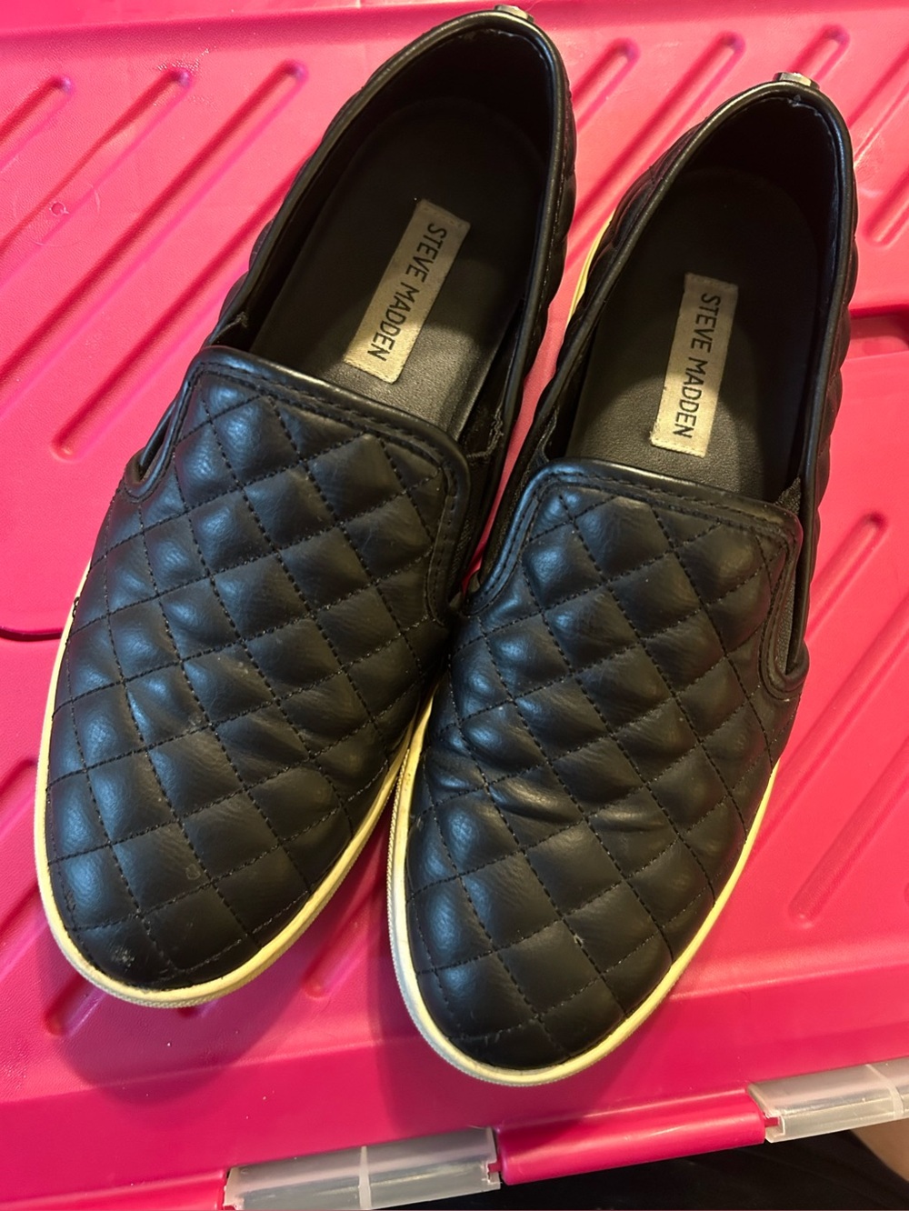 Steve Madden Quilted Slip-On Sneakers 9M Black